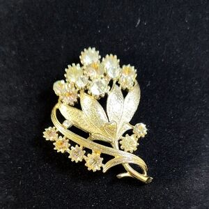 Vintage Coro Gold Tone and Silver Floral Brooch